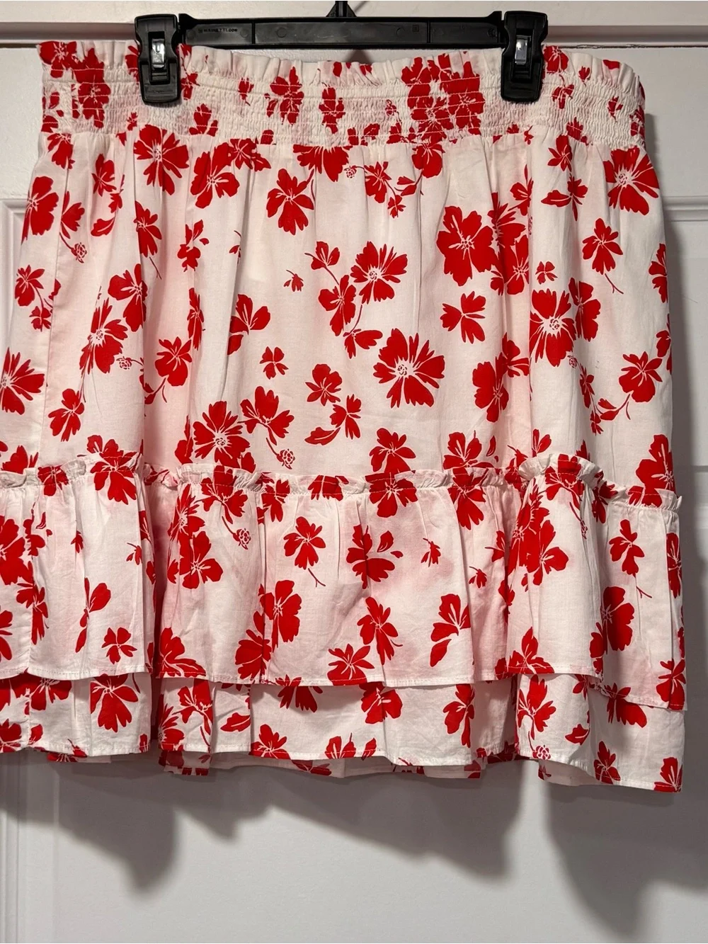 J. Crew Red Floral Mini Skirt on Cream - Picture 2 of 11